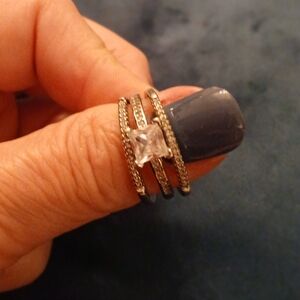 Elegant Silver Ring with Clear Stone..3 Rings